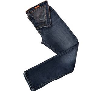Alberto Pipe Regular Slim Fit Triple Dyed Dark Wash Denim Jeans W34 L32 Stretch